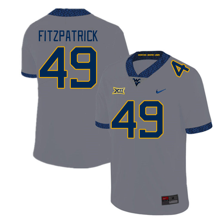 Men #49 Taran Fitzpatrick West Virginia Mountaineers College Football Jerseys Stitched Sale-Gray
